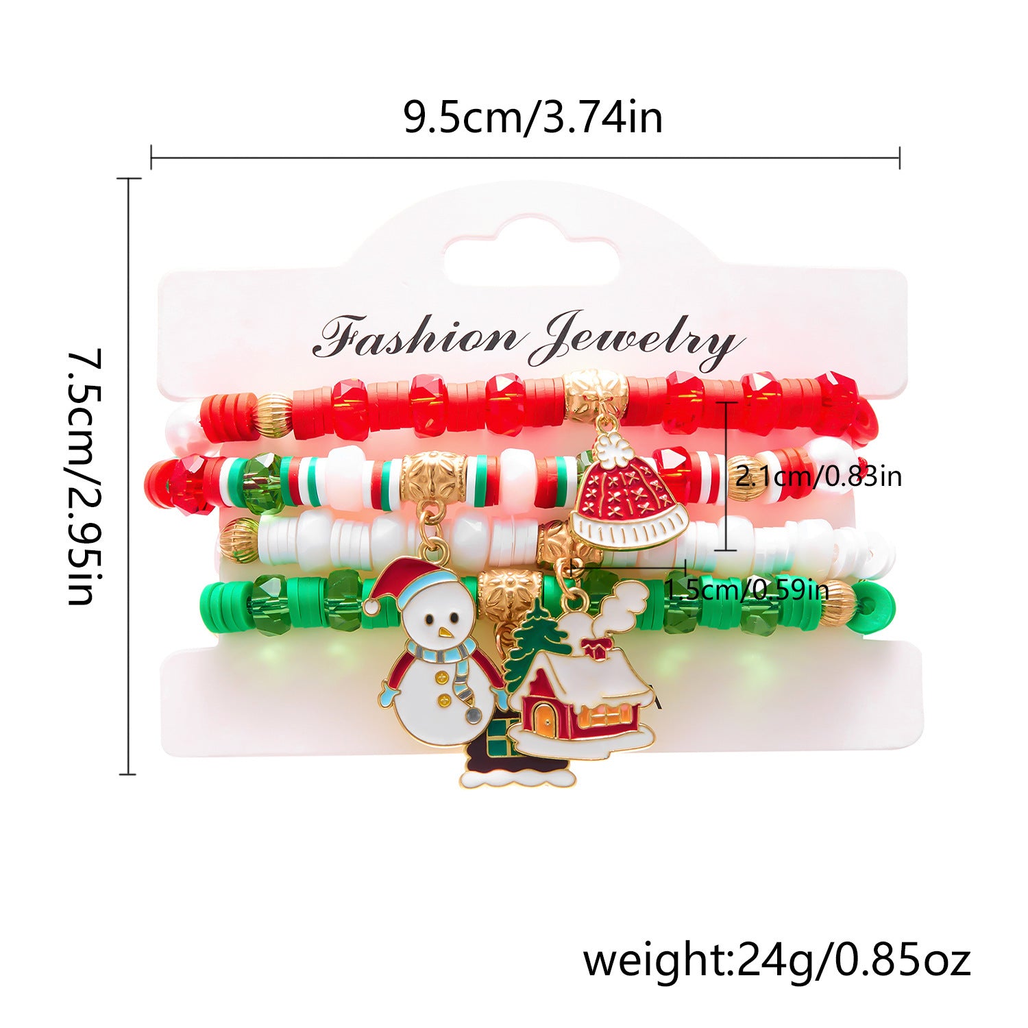 Wholesale Christmas colorful braided polymer clay combination bracelet